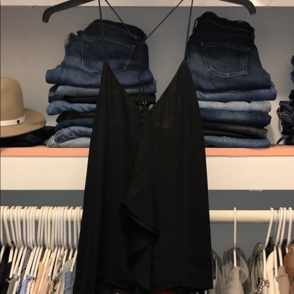 Central Park West black Ruffle cami